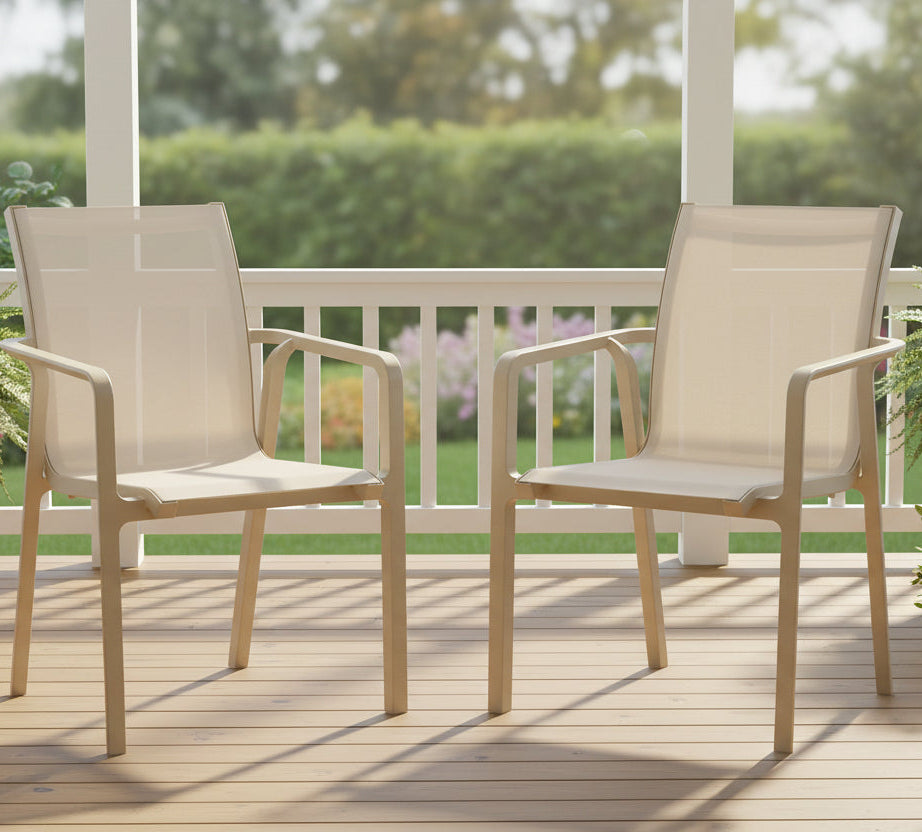 Τραπεζαρία Κήπου με 6 Πολυθρόνες Μπεζ Πολυπροπυλενίου Τραπέζι και Καρέκλες Μπαλκονιού 20.9988