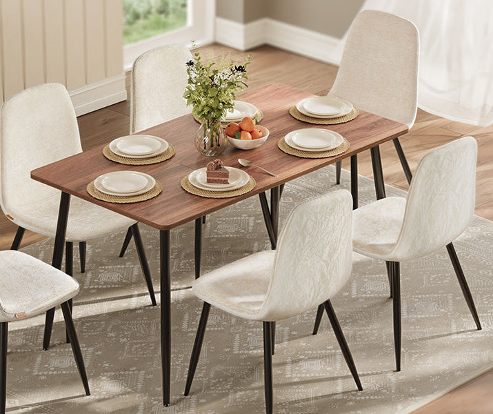 Καρέκλες Τραπεζαρίας Σετ 4 τεμ Καρέκλα Κουζίνας Ύφασμα Σενίλ PU πλάτη Κρέμ KD-C188W01