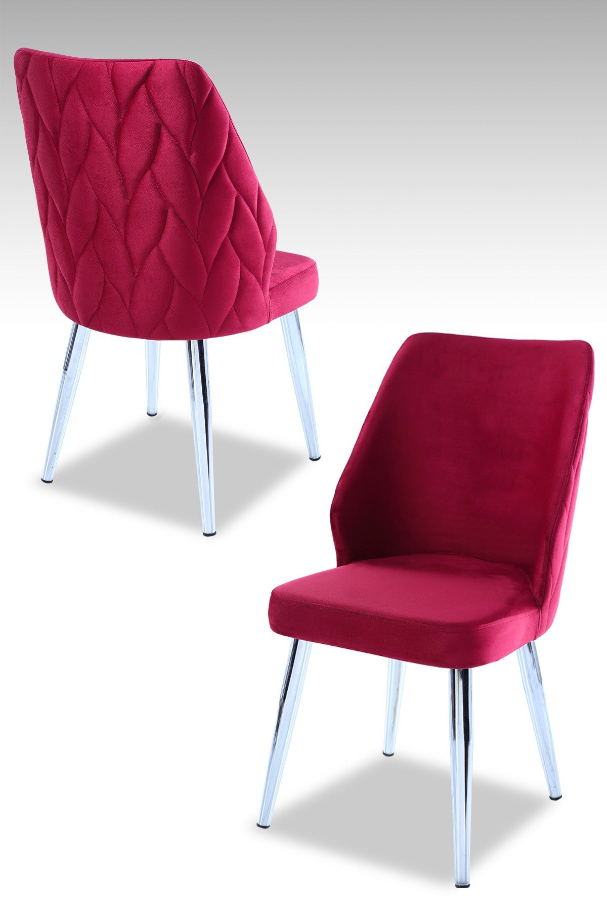 Καρέκλες Τραπεζαρίας - Σετ 2 Τεμαχίων - Claret Red / Chrome | 107BCK1227