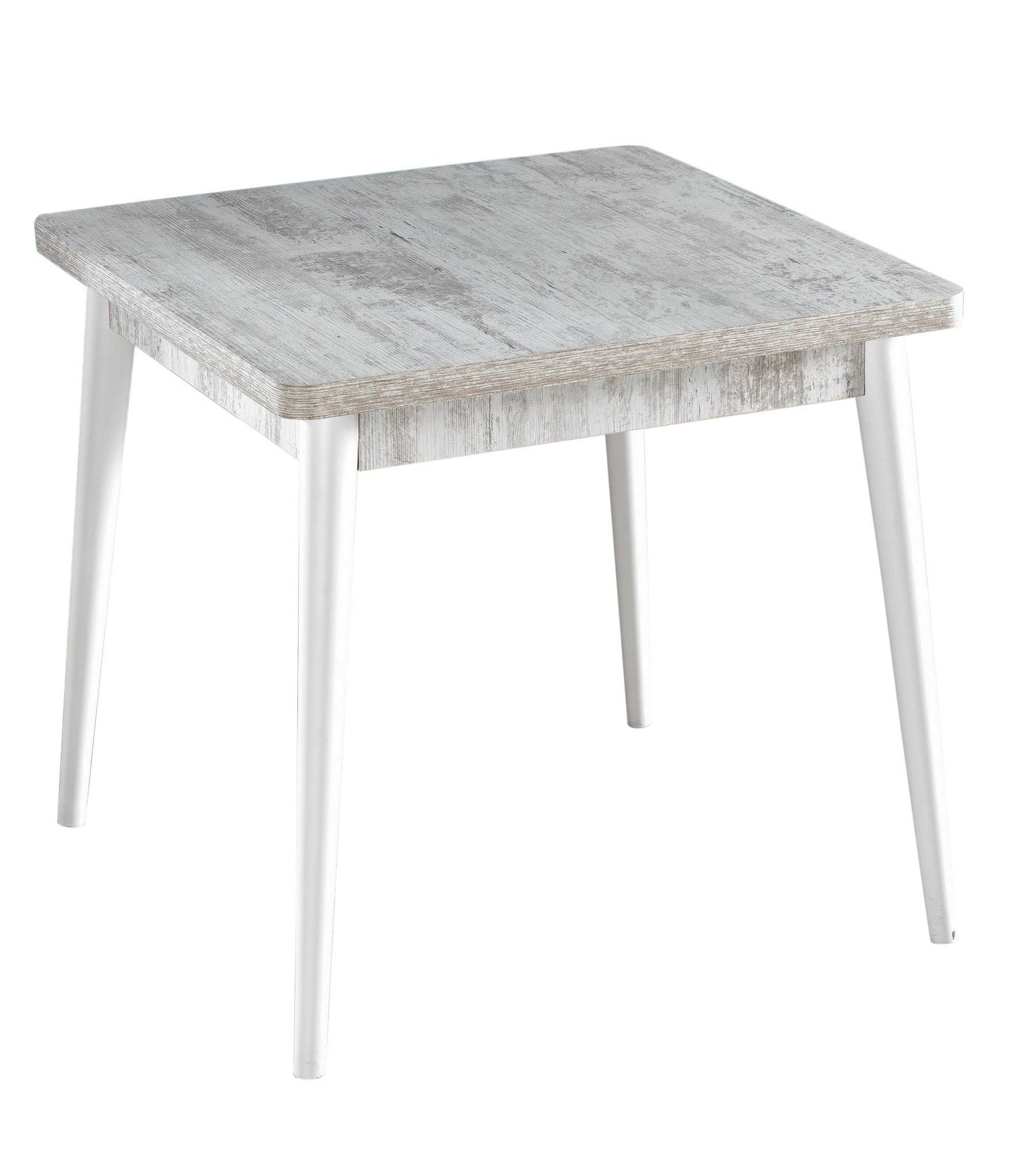 Τραπέζι Κουζίνας Τραπεζαρίας Τετράγωνο 80x80 Παλαιωμένο Λευκό-Καρυδιά-Μαύρο 107BCK1501