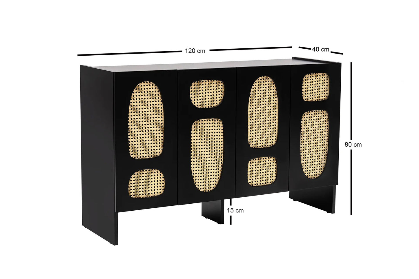 Κονσόλα Εισόδου Μπουφές Ντουλάπι Boho Μαύρο 120x40x80 εκ 141HWR1117