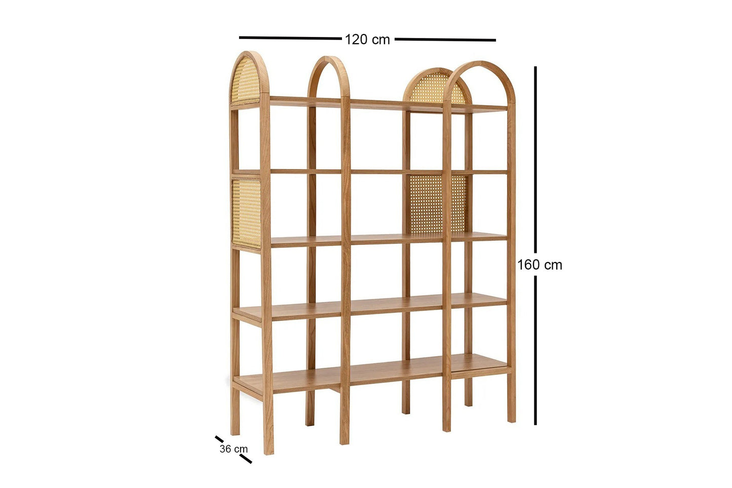 Μεγάλη Βιβλιοθήκη Ράφι Boho για Σαλόνι Γραφείο Χρώμα Φυσικό 160x120x36 εκ 141HWR1130