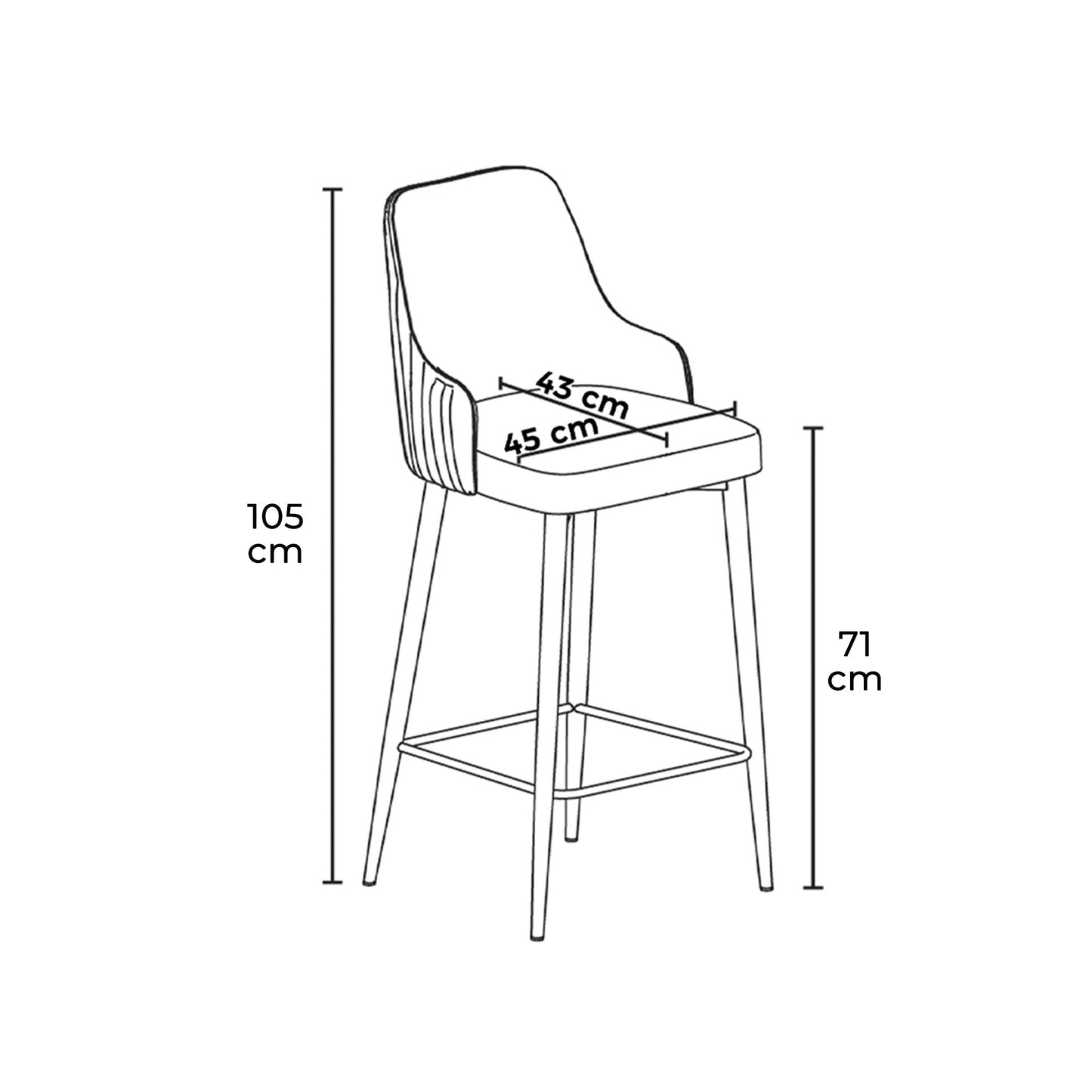 Σκαμπό για Πάσο Κουζίνας Σετ 2 τεμ Ύψος καθίσματος 71 εκ Σκαμπό Μπαρ Εργονομικό Κάθισμα Νησίδας Διάφορα Χρώματα 240CHR1301