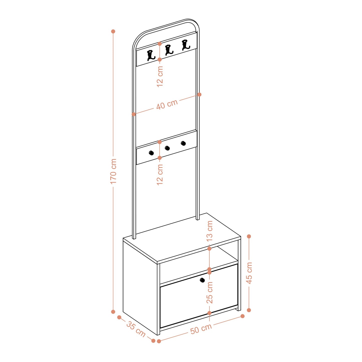 Έπιπλο Εισόδου Βάση για Παλτό Παπουτσοθήκη Εξοικονόμησης Χώρου Κρεμάστρα Ρούχων Ντουλάπι Διαδρόμου 393MRD1404