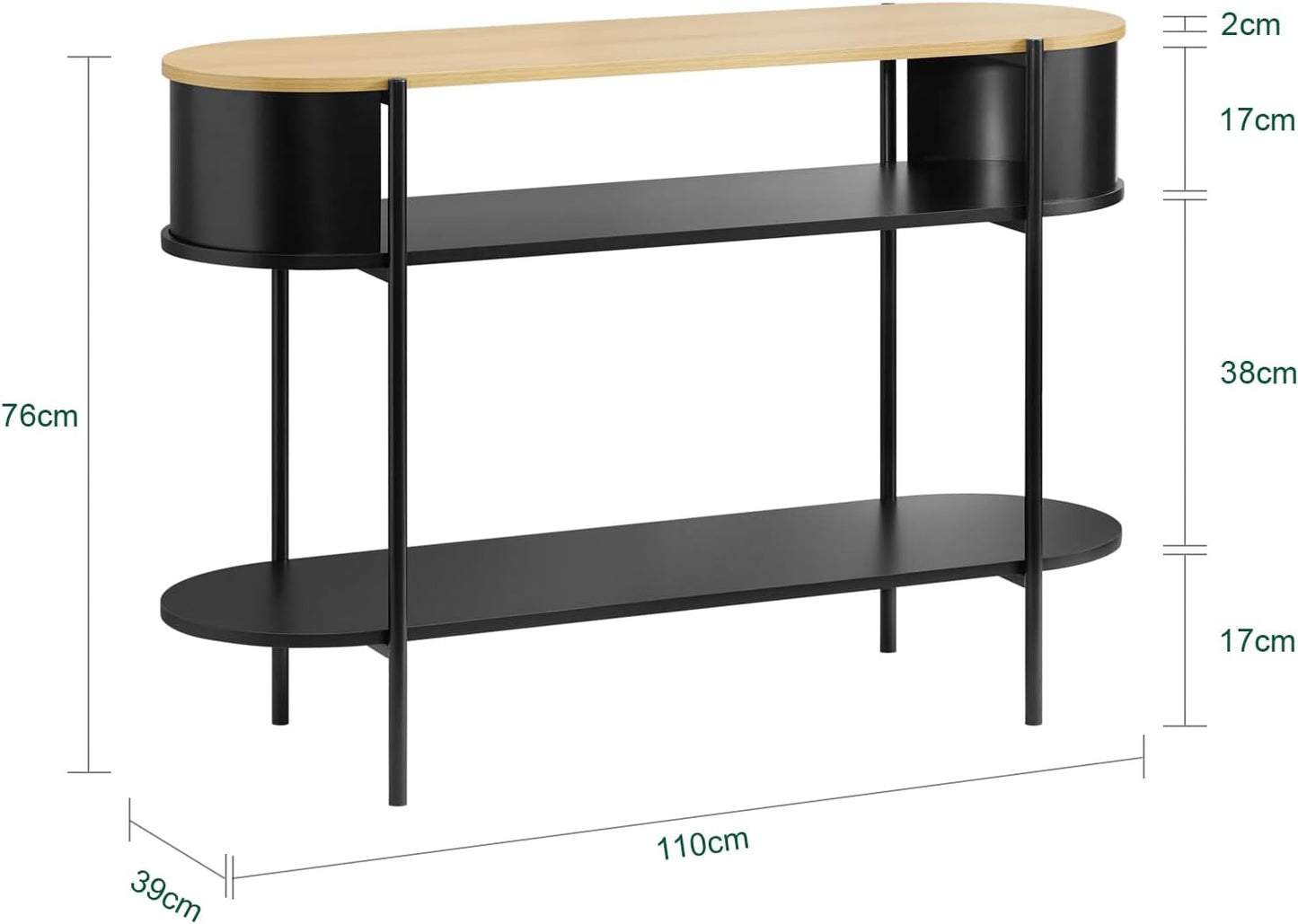 Τραπέζι Κονσόλα Εισόδου Στενός Μπουφές Βοηθητικό Τραπέζι Καναπέ 110 x 76 x 39 εκ FSB102-SCH