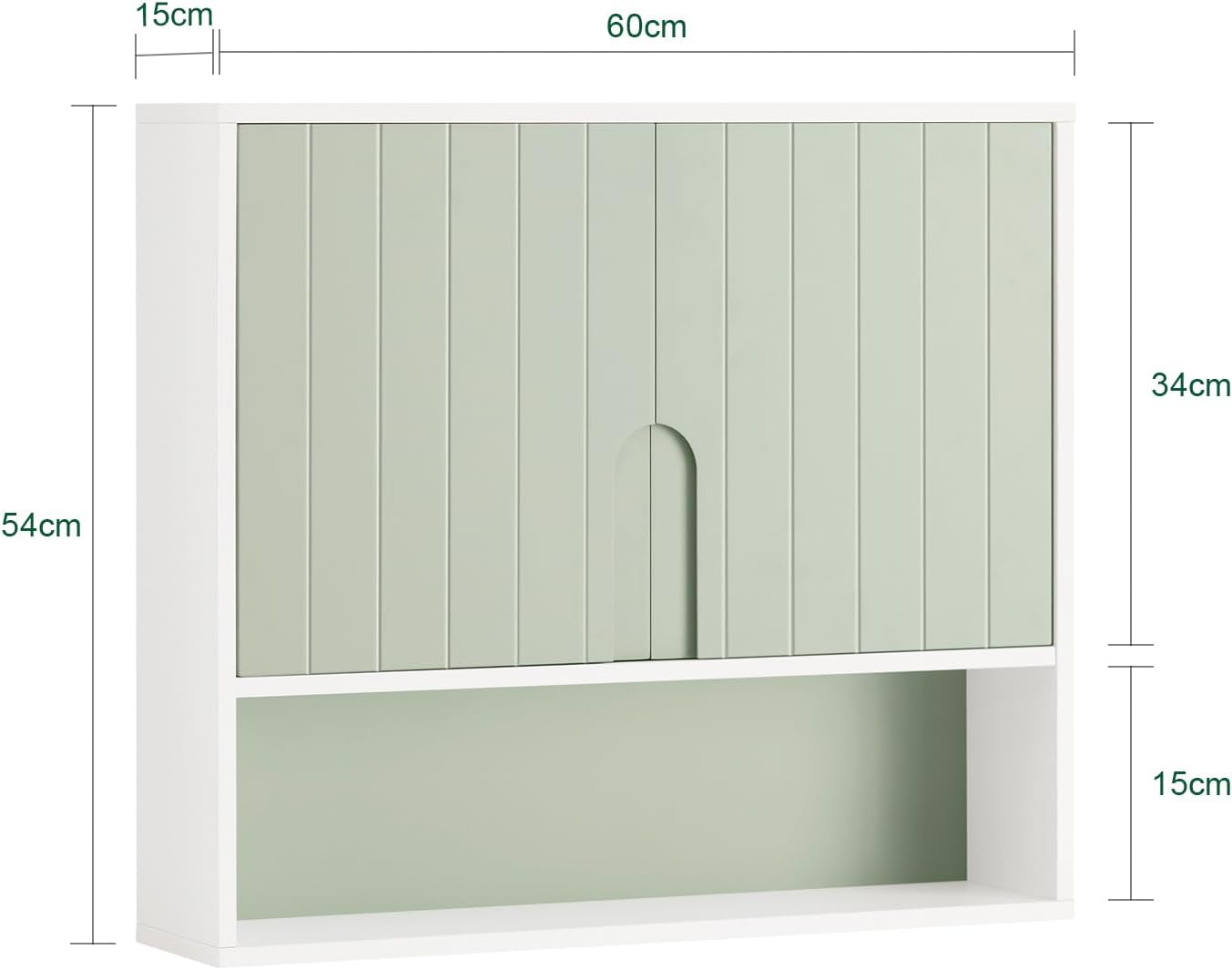 Επιτοίχιο Ντουλάπι μπάνιου Φαρμάκων Λευκό / Πράσινο 60 x 54 x 15 εκ B0-CVXMJLFS