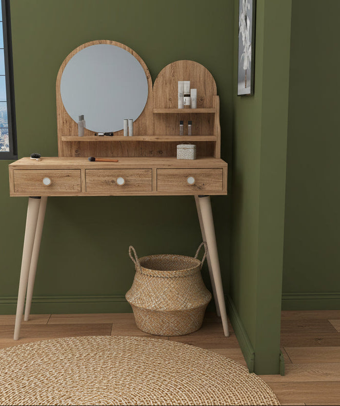 Τραπέζι Μπουντουάρ Μακιγιάζ Μεικαπ Τουαλέτας Κρεβατοκάμαρας με Καθρέφτη Boho 550ARN2771