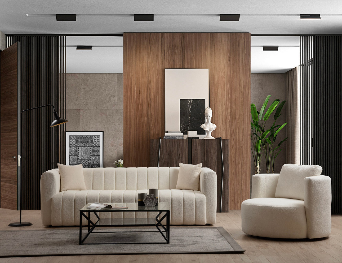 Καναπές Τριθέσιος Κρεμ με Μαξιλάρια Υφασμάτινος για Σαλόνι Γραφείο 560ARE1887