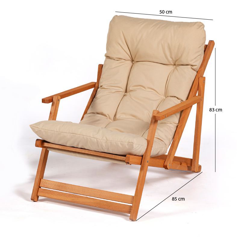 Πολυθρόνα Κήπου Σεζλόνγκ με Αναπαυτικό Μαξιλάρι Μασίφ Ξύλο Αναδιπλούμενη Καρέκλα Μπαλκονιού 644MYD1108