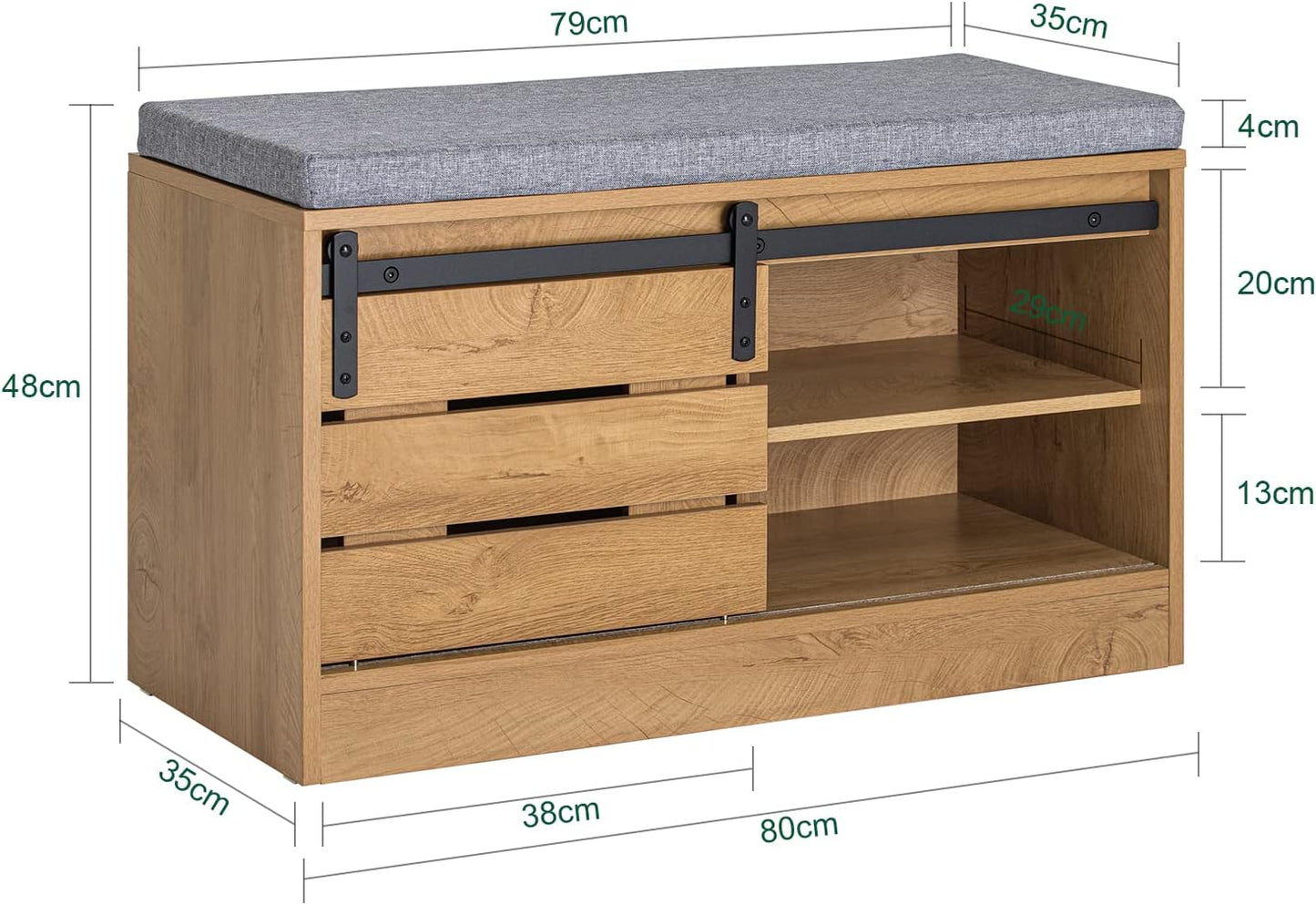 Παπουτσοθήκη Παγκάκι Εισόδου με Μαξιλάρι Κάθισμα Εισόδου 80 x 48 x 35 εκ. B0C-2HF7W7J