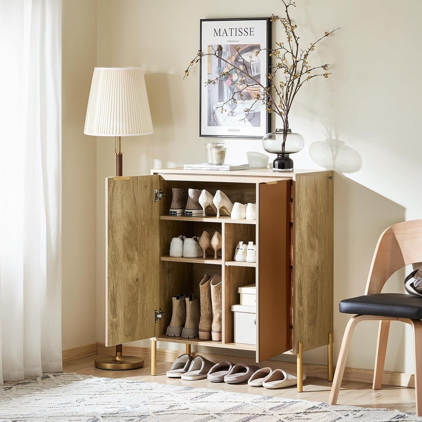 Κονσόλα Εισόδου Μοντέρνα Παπουτσοθήκη Ντουλάπι Μπουφές Με Χρυσό Καθρέφτη 83 x 100 x 38 εκ B0D-RC4DRT4