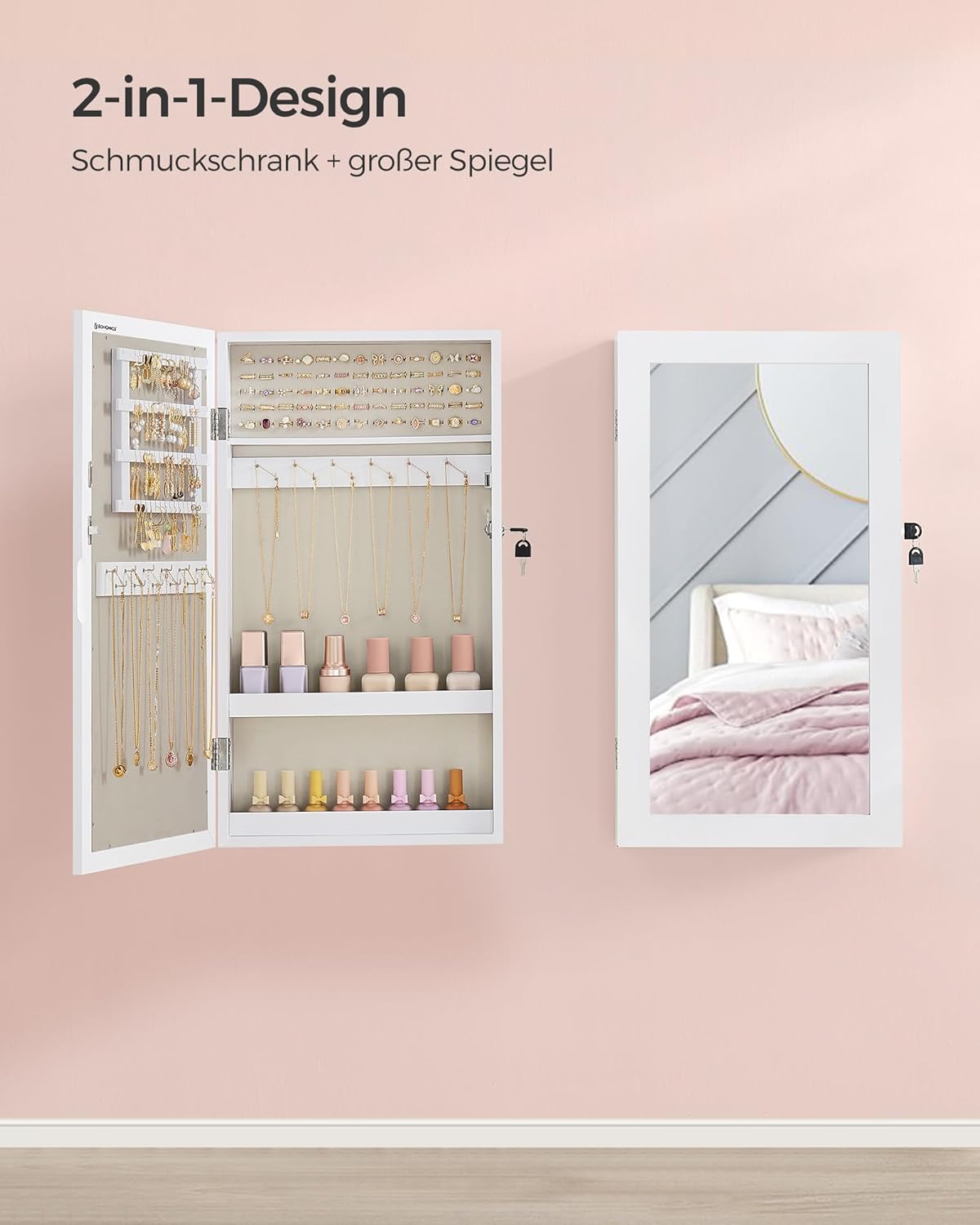 Wandschrank Spiegel Makeup Hanging Wall Schmuckschrank Weiß JB-C51W