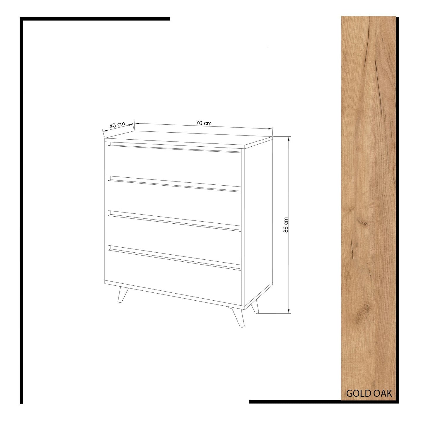 Συρταριέρα Υπνοδωματίου 70εκ σε Δρυ–Λευκό Έπιπλο Κρεβατοκάμαρας Μοντέρνος Σχεδιασμός 811MDD3408