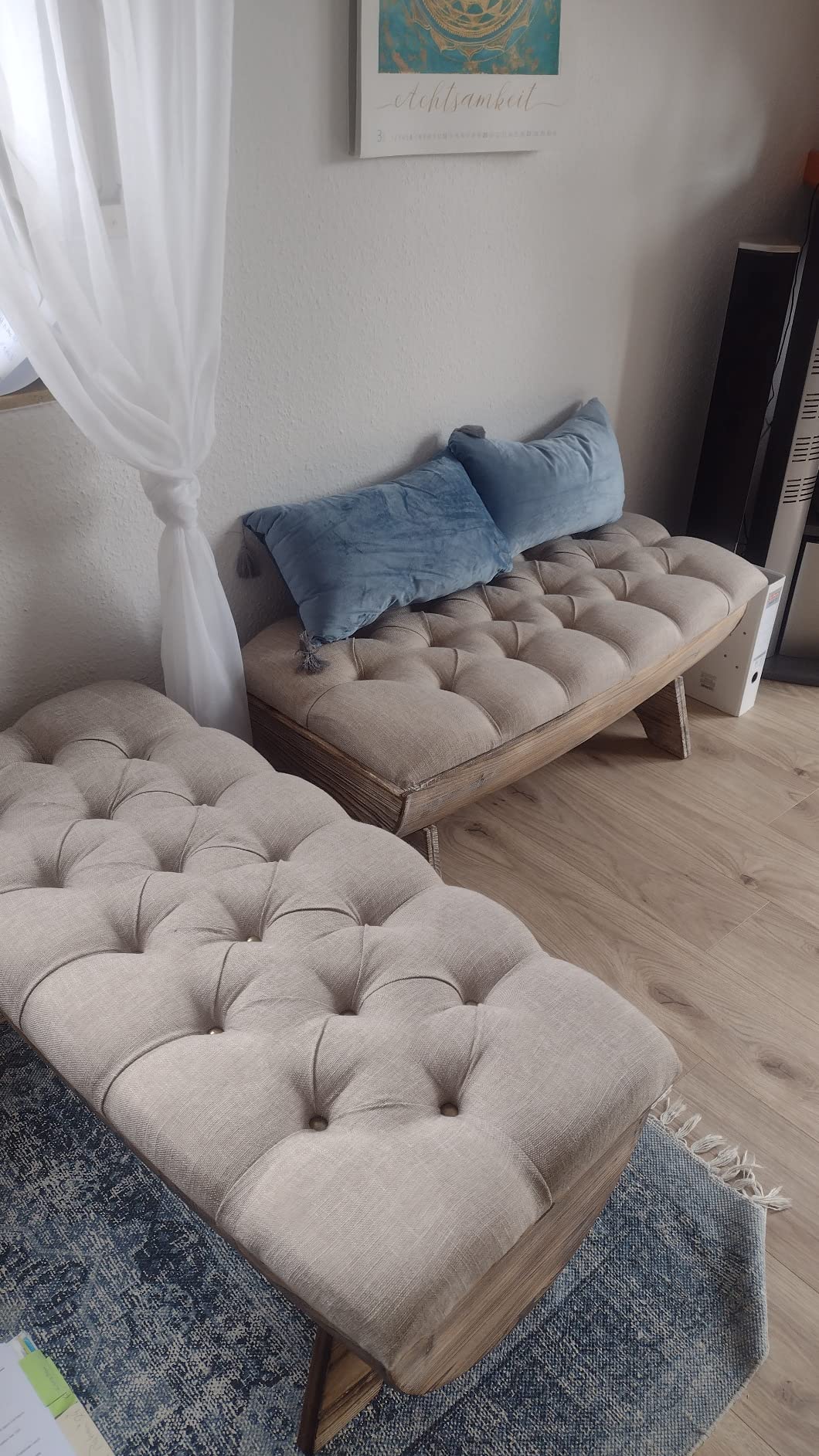 Barrel-Shaped Solid Wood Bench Seat with Storage 1245767