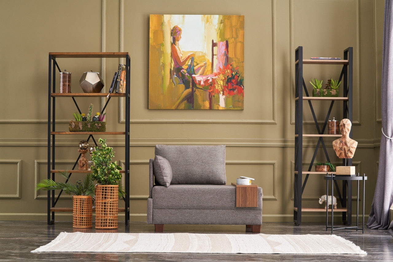 Καναπές Μονοθέσιος με Τραπεζάκι Αριστερά Καφέ Πολυθρόνα 825BLC2660