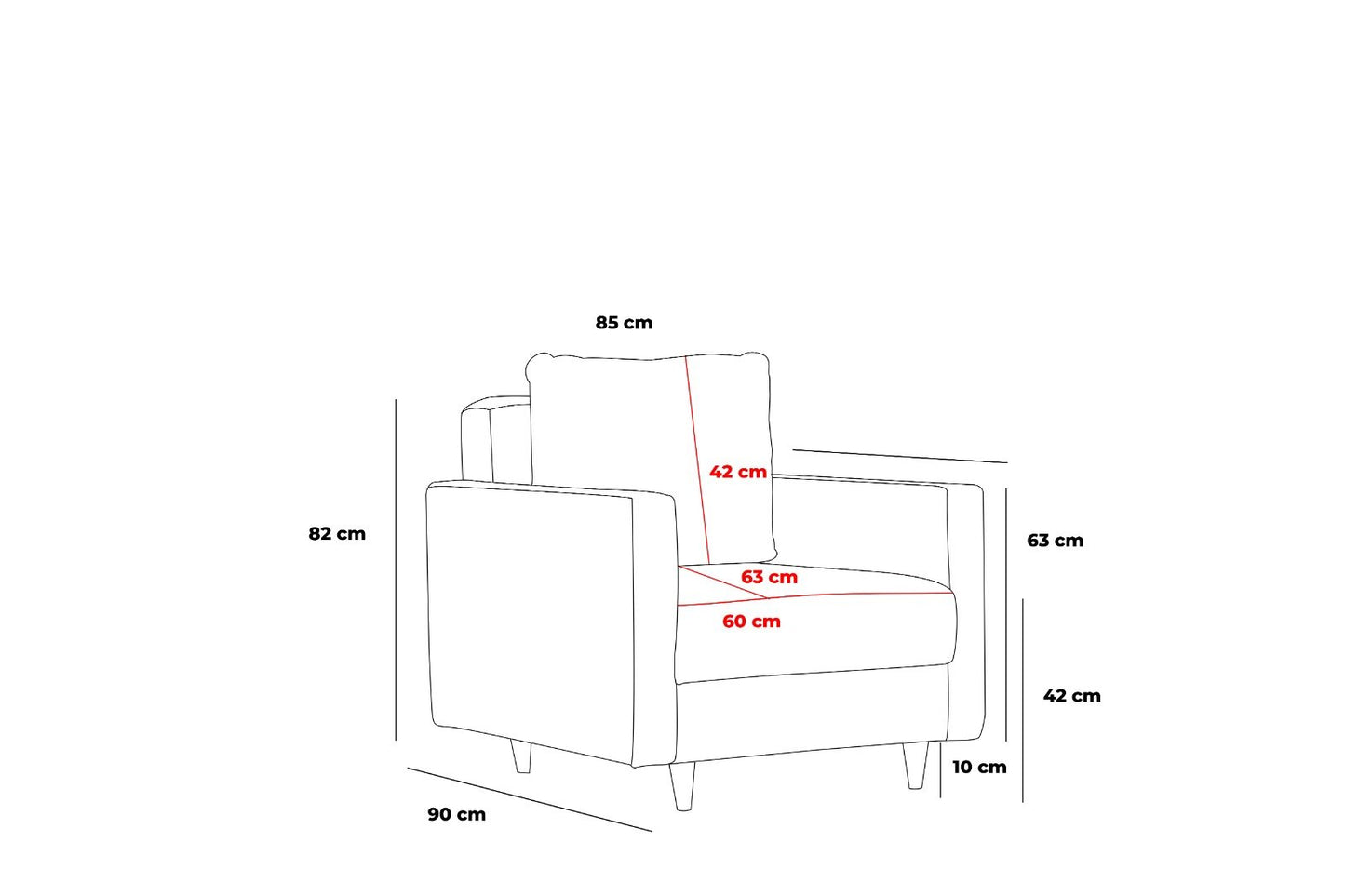 Μονοθέσιος Καναπές Ανθρακί με Μαξιλάρια Πολυθρόνα Μοντέρνα 825BLC2770