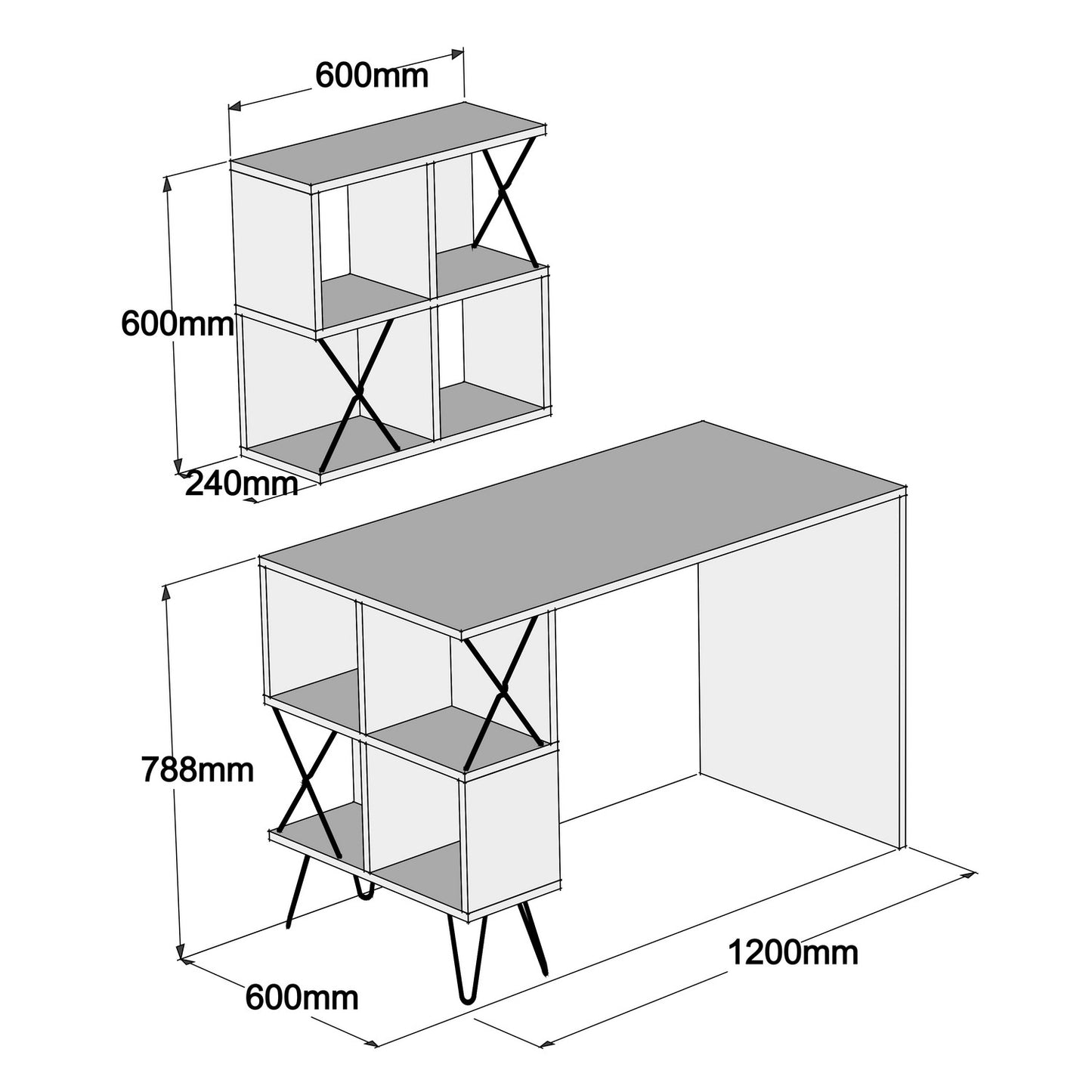 Γραφείο Υπολογιστή και Μελέτης 60x60x24 εκ. Καρυδί Μαύρο | 845HCT3822