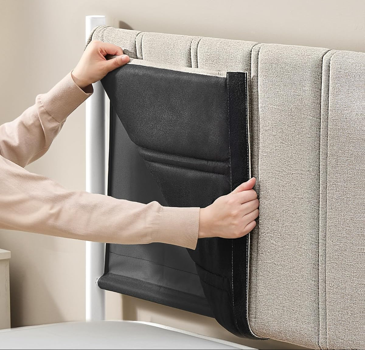 Σκελετός Μονού Κρεβατιού Μπεζ Ανθεκτικό Πλαίσιο 90x200 εκ Κρεβάτι Επενδυμένο με ύφασμα RM-B972LH01