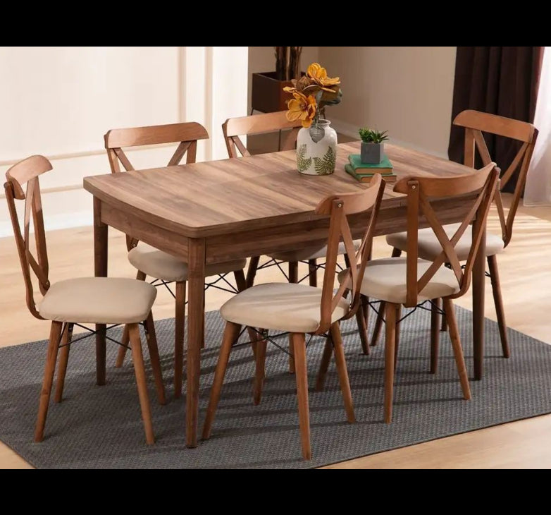 Επεκτεινόμενο Τραπέζι Κουζίνας Τραπεζαρίας με 4-6 Καρέκλες σετ από 130-170 εκ 924EST1101