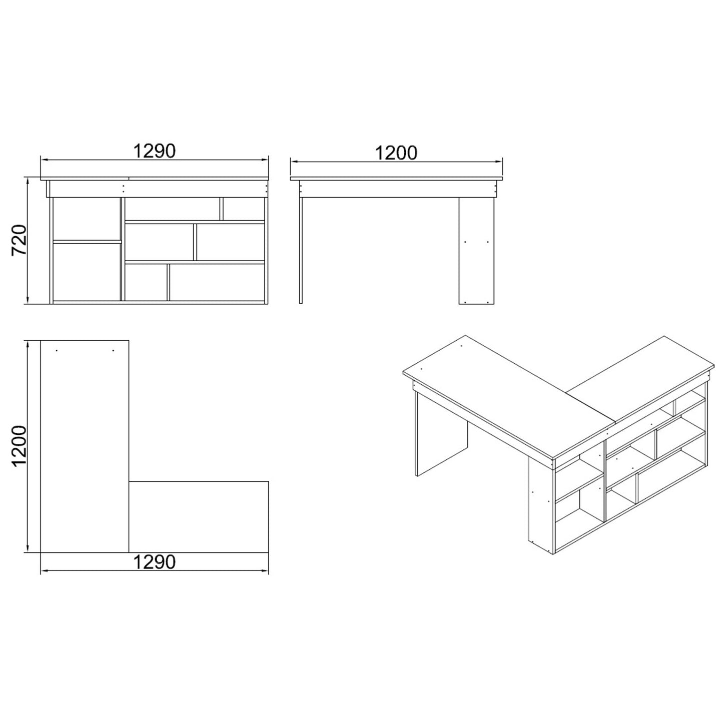 Γραφείο Υπολογιστή και Μελέτης 129x72x120 εκ. Πεύκο Atlantic Ανθρακί | 956LCS1111