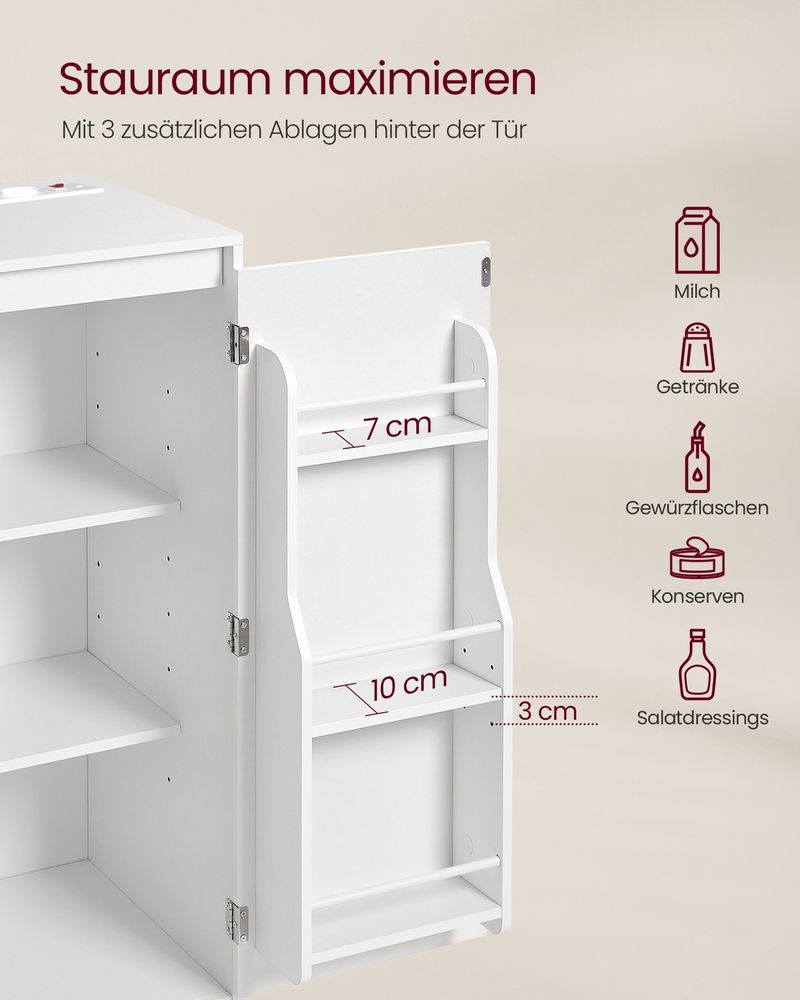 Ντουλάπι Βοηθητικό Ράφι Κουζίνας Μπουφές με Πολύπριζο 40 x 90 x 90 εκ Λευκό BB-K373WB01