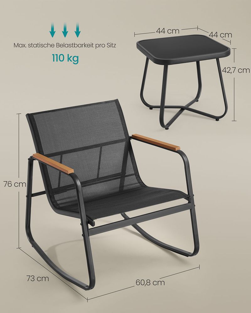 Σαλονάκι Μπαλκονιού Έπιπλα Κήπου 3 τεμ σετ Σαλόνι Βεράντας Πολυθρόνες Κουνιστές GG-F0027B01