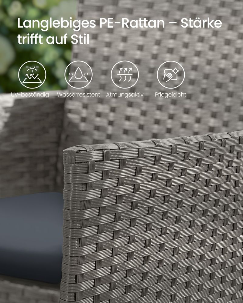 Σαλονάκι Μπαλκονιού Έπιπλα Κήπου 4 τεμ σετ Σαλόνι Βεράντας Καναπές Πολυθρόνες Γκρί GG-F004TZ01