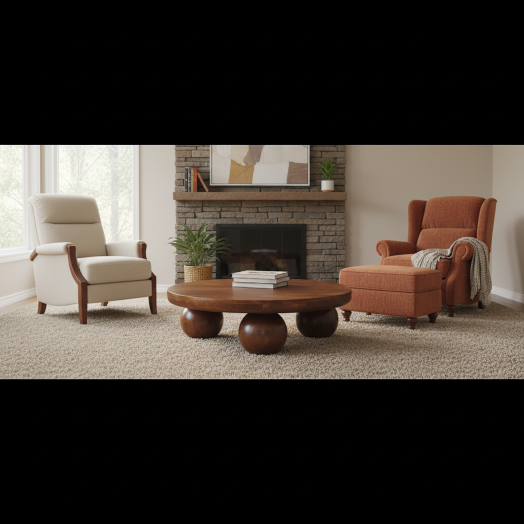 Στρογγυλό Τραπεζάκι Σαλονιού Καστανιά 80εκ από Μασίφ Ξύλο μάνγκο με σφαιρικά πόδια IN3573