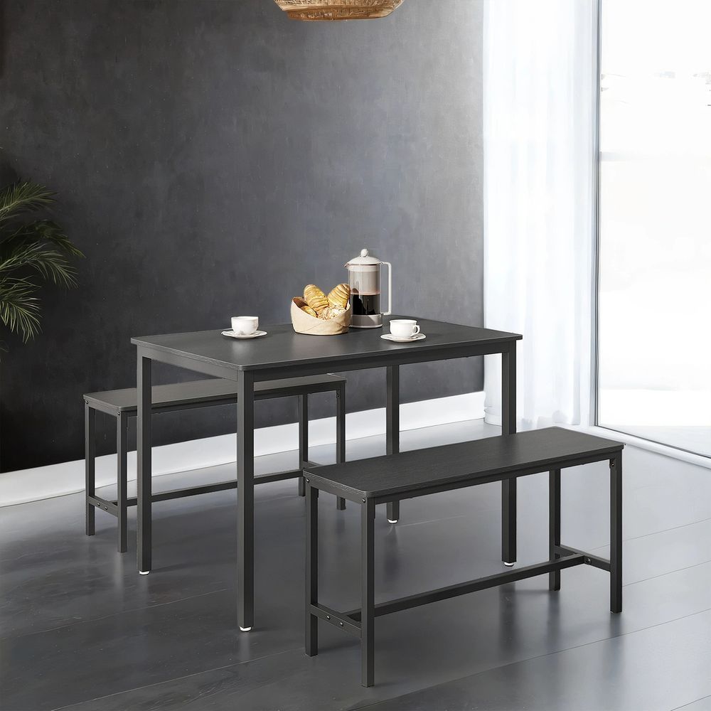 Τραπεζαρία Σετ Τραπεζιού Κουζίνας με 2 παγκάκια Για Σαλόνι Τραπεζαρία vintage καφέ KD-T070B01