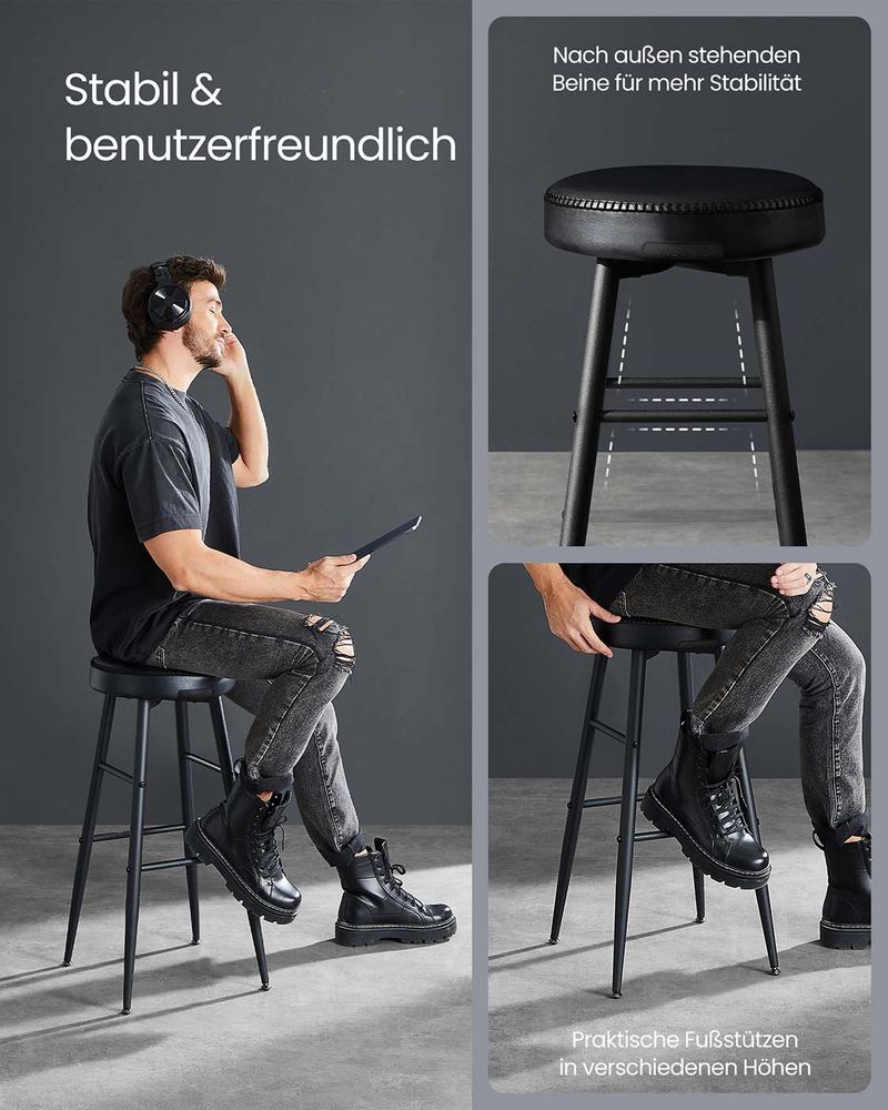 Σκαμπό για Πάσο Κουζίνας σετ 4 τεμ 76εκ Μπαρ EKHO Δερματίνη Ρετρό Στυλ LB-C290B01