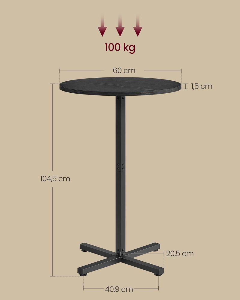 Ψηλό Τραπέζι Μπαρ μαύρο και λευκό Σταντ Στρόγγυλο 60x60x104 LB-T361B01