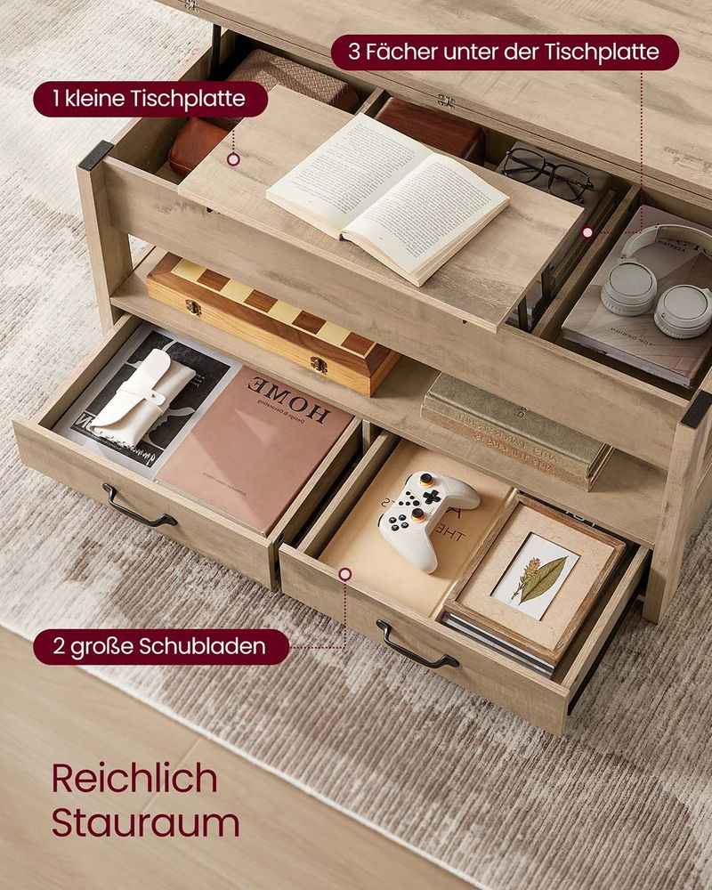 Τραπεζάκι Σαλονιού Με Ρυθμιζόμενο Ύψος Πολυχρηστικό Τραπεζαρία Γραφείο Έως 64 εκ Ύψος LC-T254L01