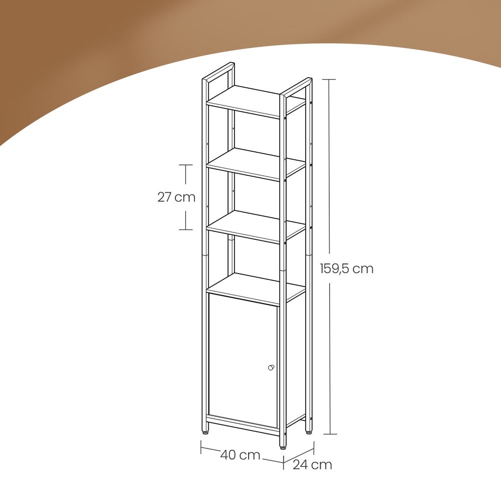Βιβλιοθήκη Με Ντουλάπι Για Γραφείο Σαλόνι Μπάνιο Vintage Καφέ LL-SB35132K01