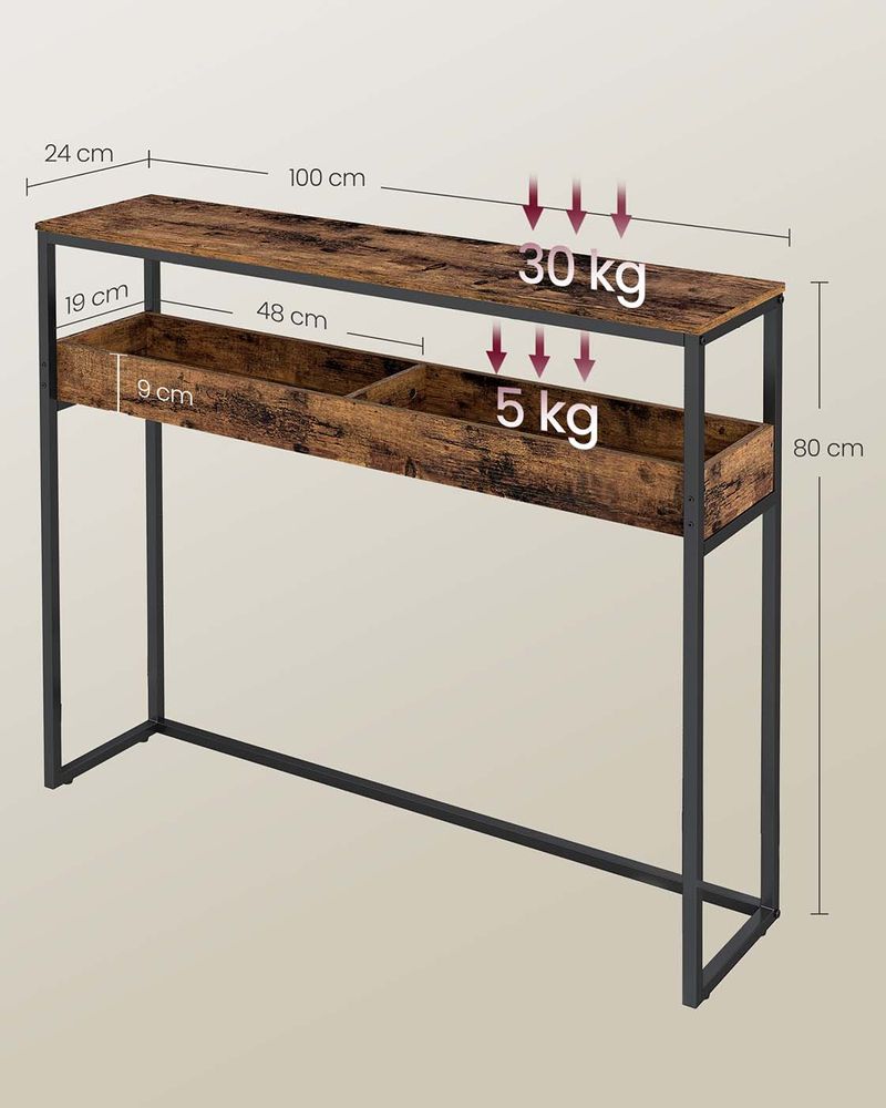 Στενό Τραπέζι Κονσόλα Εισόδου Βοηθητικό Τραπέζι 24 x 100 x 80 εκ LN-T091K01