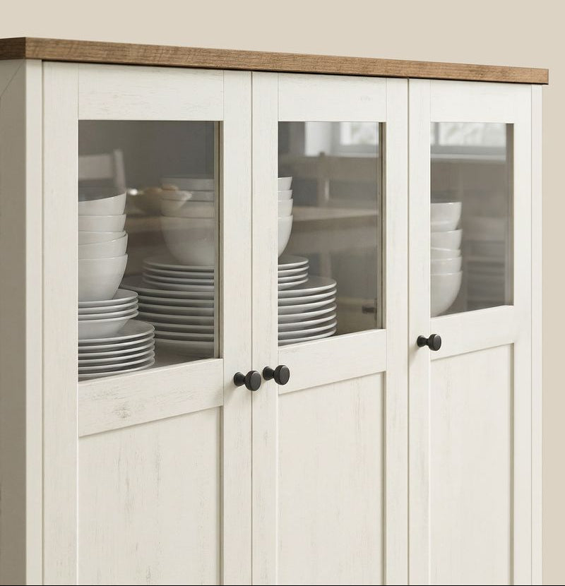 Κονσόλα Μπουφές Ντουλάπι Κουζίνας Βοηθητικό Ράφι Κουζίνας Παλαιωμένο Λευκό Μελί LS-C099WJ02