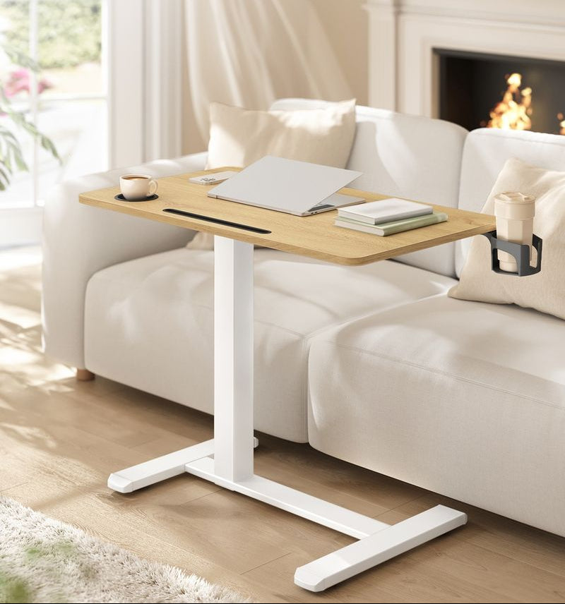 Βοηθητικό Τραπεζάκι Τροχήλατο Ρυθμιζόμενο ύψος με Ποτηροθήκες Γραφείο Ρυθμιζόμενου ύψους LS-D600W01