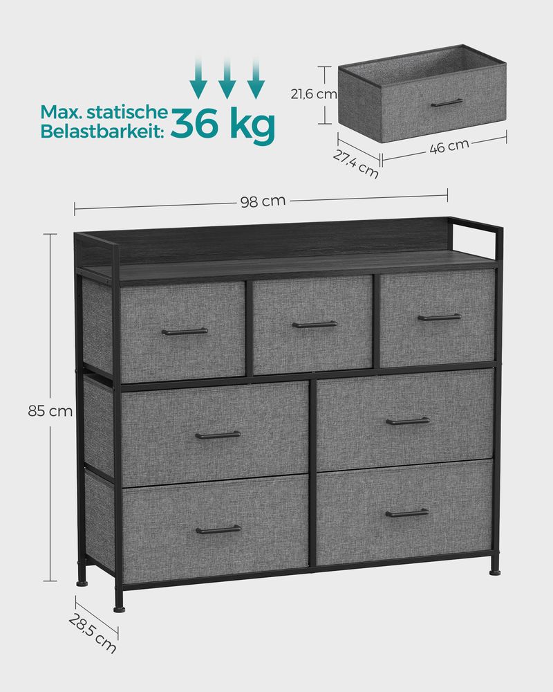 Συρταριέρα Κρεβατοκάμαρας Ντουλάπι Αποθήκευση Ρούχων Υπνοδωματίου Ανθρακί Κονσόλα Μπουφές LT-S523G22