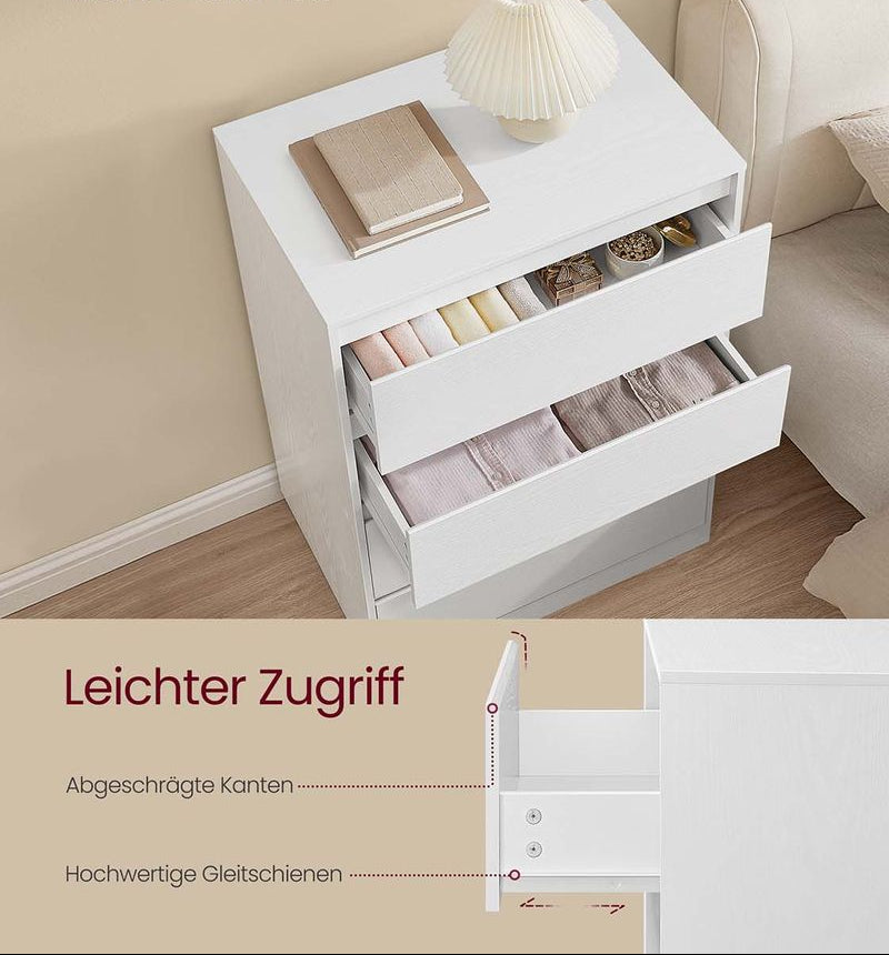 Συρταριέρα Λευκή Κομότα με 4 Συρτάρια 40 x 60 x 97,4 εκ για Υπνοδωμάτιο Γραφείο LT-S614WE02