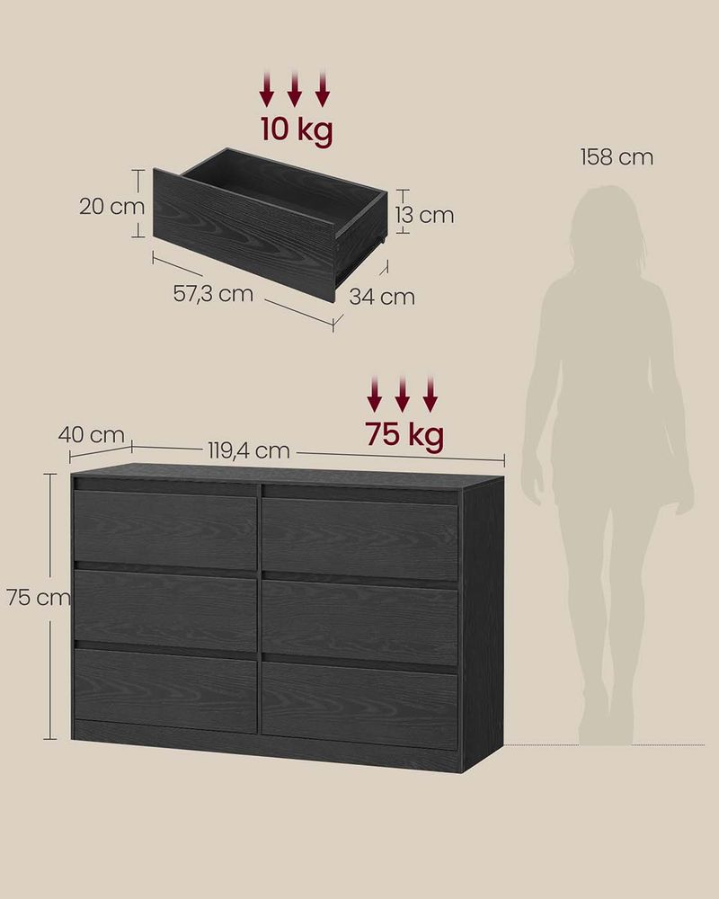 Συρταριέρα Κρεβατοκάμαρας Υπνοδωματίου 40 x 119,4 x 75 εκ Κονσόλα Μπουφές LT-S616B01