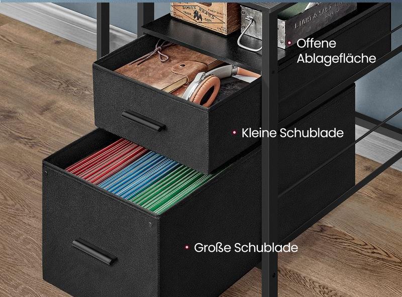 Γραφείο Υπολογιστή Τραπέζι με φωτισμό LED 120 εκ Μήκος με Πολύπριζο Βάση Οθόνης με Συρτάρια Γραφείο σπιτιού LW-D093B01