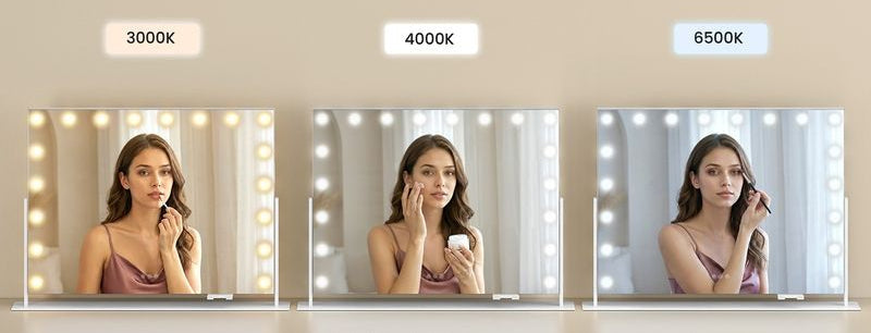 Μεγάλος Καθρέφτης Μακιγιάζ Φορητός για Τραπέζι Μπουντουάρ 80x60 εκ Περιστρεφόμενος με LED Ρυθμιζόμενο Φωτισμό και Θύρες Φόρτισης LW-M003WC02