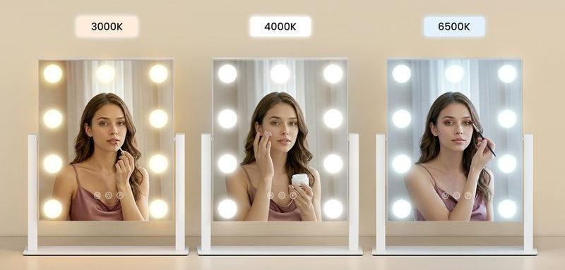 Καθρέφτης Μακιγιάζ Φορητός για Τραπέζι Μπουντουάρ 25x30 εκ Περιστρεφόμενος με LED Ρυθμιζόμενο Φωτισμό LW-M005WC02