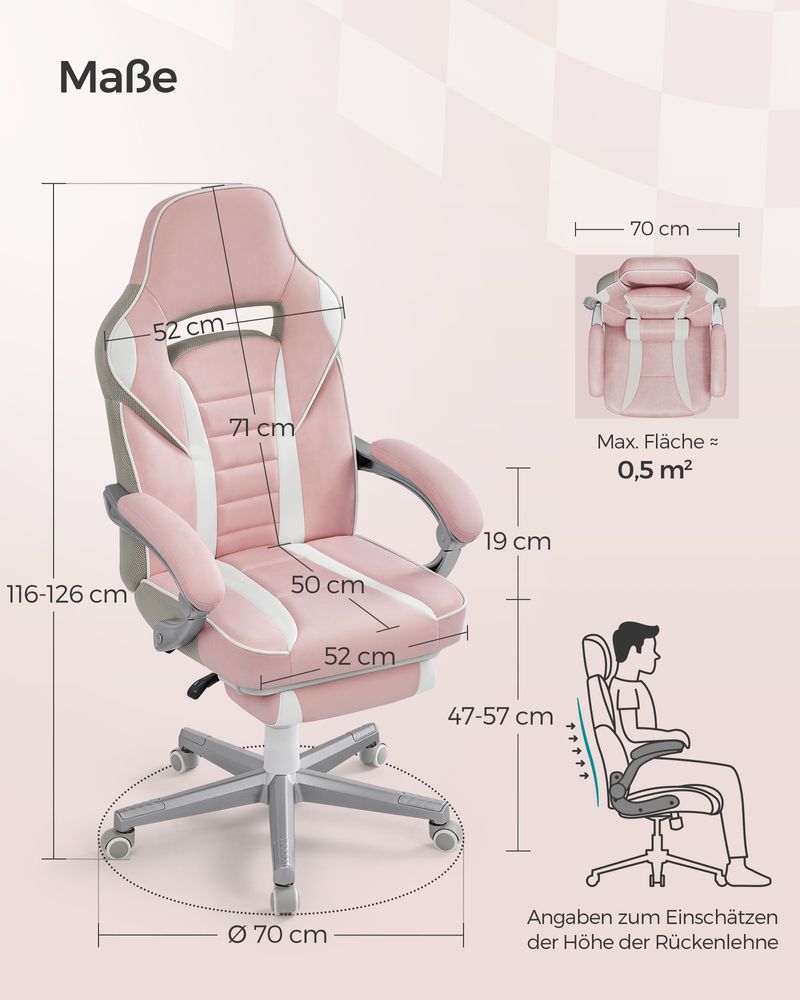 Καρέκλα Gaming Καρέκλα Γραφείου Ανακλινόμενη Ροζ Γαλάζια OB-G073P01