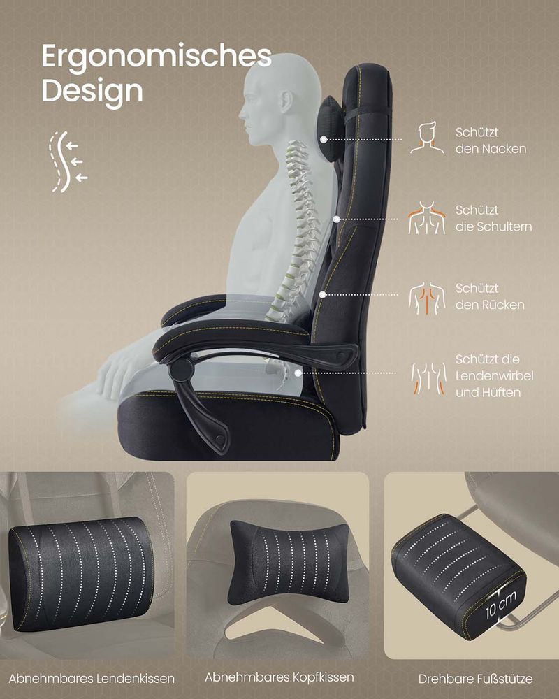 Καρέκλες Γραφείου Καρέκλα Υπολογιστή με Προσκέφαλο και Υποπόδιο Μαύρο Βελούδο OB-G077B08