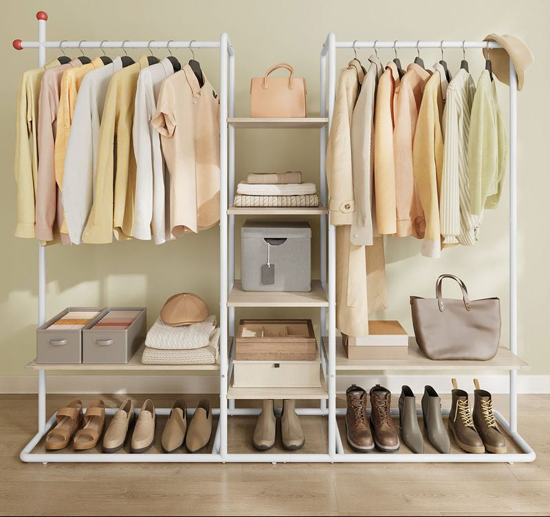 Ανοιχτή Ντουλάπα Γκαρνταρόμπα Ράφι Κρεμάστρα Ρούχων με 6 ράφια και 2 ράγες RGR-B35012K01