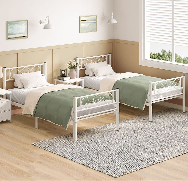 Σκελετός Μονού Κρεβατιού 90x200 εκ Λευκό Κρεβάτι Μεταλλικό RM-B062W01