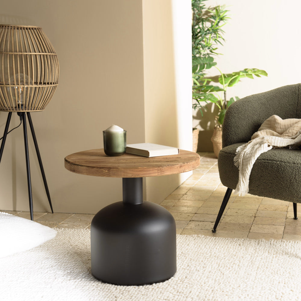 Τραπεζάκι Βοηθητικό Σαλονιού Στρόγγυλο Μασίφ Ξύλο Κομοδίνο 50 εκ OG-FE001