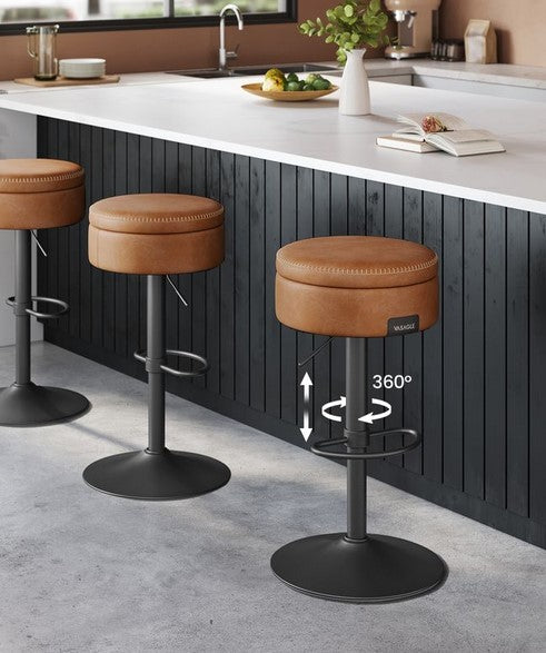 Σκαμπό για Πάσο Κουζίνας EKHO Ρυθμιζόμενο Ύψος 62-81 εκ με Αποθηκευτικό Χώρο και Μεγάλη Σταθερή Βάση Καφέ-Μαύρο LJ-B099B01