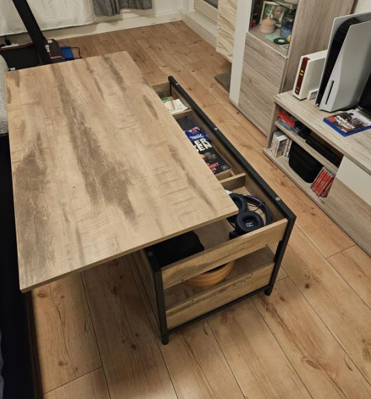 Height Adjustable Coffee Table with Drawers brown black LC-T209K01