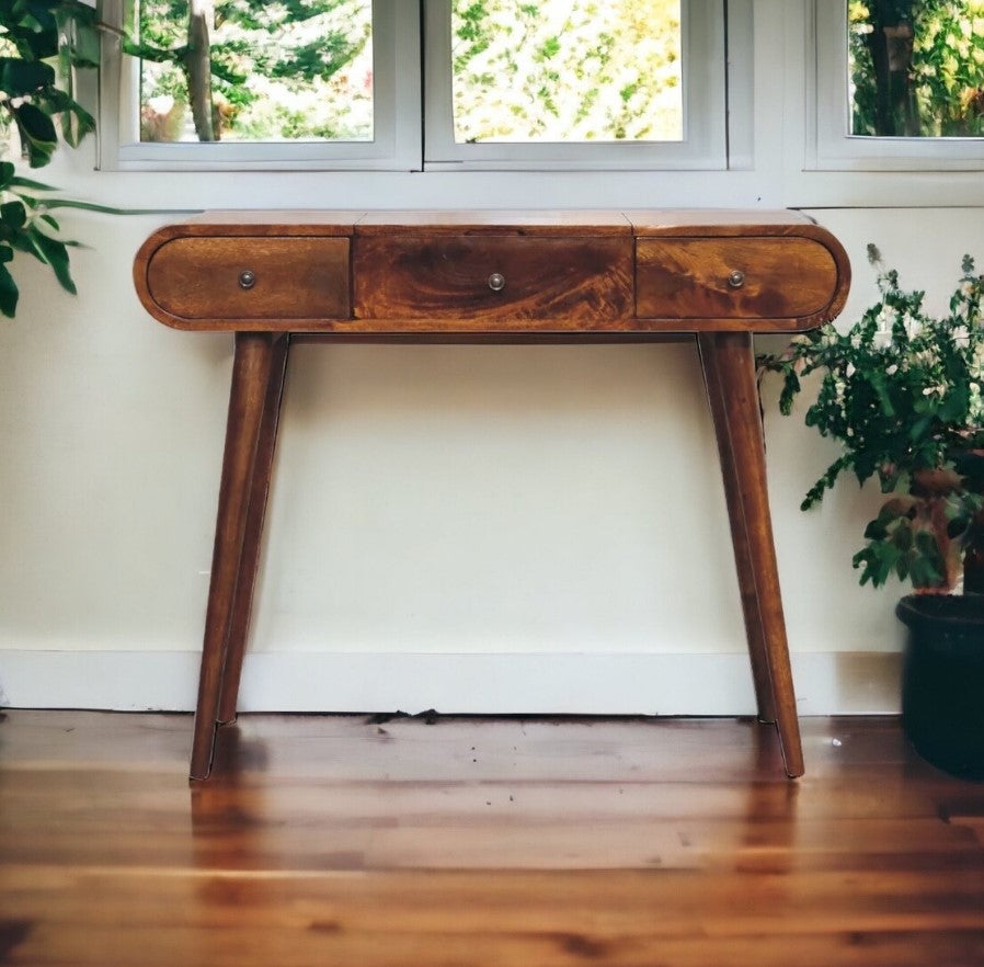 Κονσόλα Εισόδου Τραπεζάκι με καθρέφτη Μπουντουάρ με συρτάρια Μασίφ Ξύλο IN3287